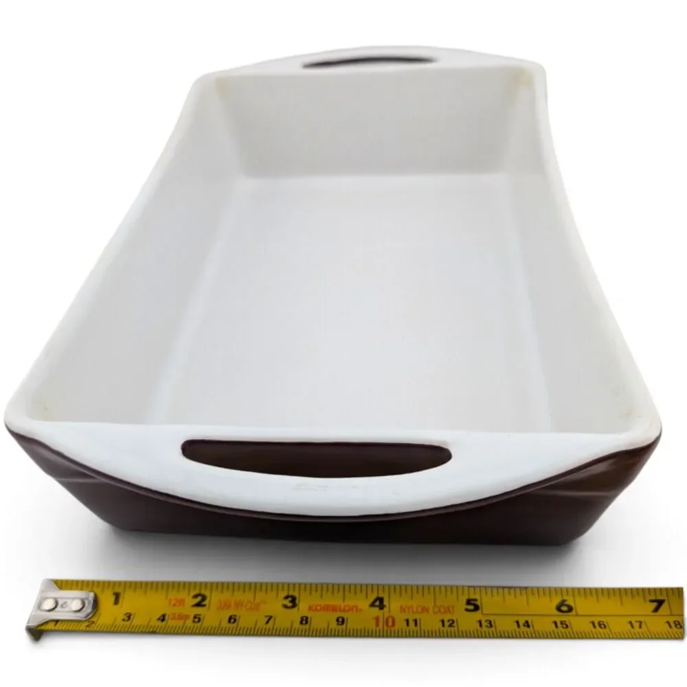 Melt Ovenware Essence Stoneware Baker Brown White Curved 11.25